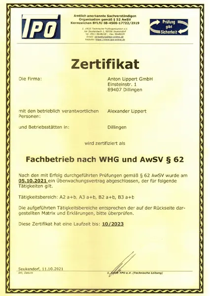 Zertifikat TÜV Lippert StawaR